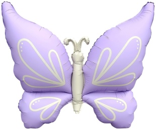 Шар (37''/94 см) Фигура, Нежная бабочка, Сиреневый, Сатин, 1 шт.