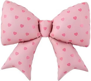 Шар (38''/97 см) Фигура, Бант, Сердечки, Розовый, 1 шт.