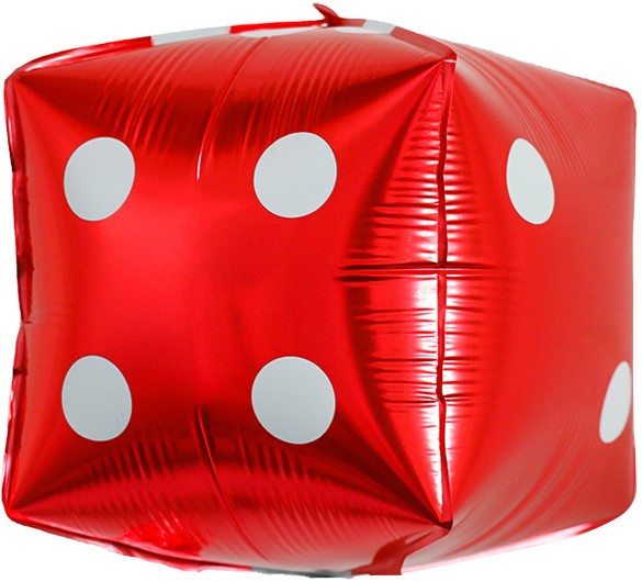 Шар 3D (22''/56 см) Куб, Покер, Кости, Красный, 1 шт. в уп.