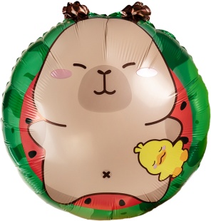 Шар (23''/58 см) Фигура, Капибара с утенком, 1 шт. в уп.