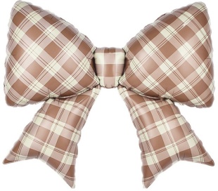 Шар (38''/97 см) Фигура, Бант, Клетка Виши, Бежевый, Сатин, 1 шт.