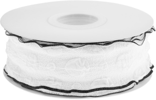 Лента тканевая (4 см*9,14 м) Элегантная волна, Белый/Черный, 1 шт.