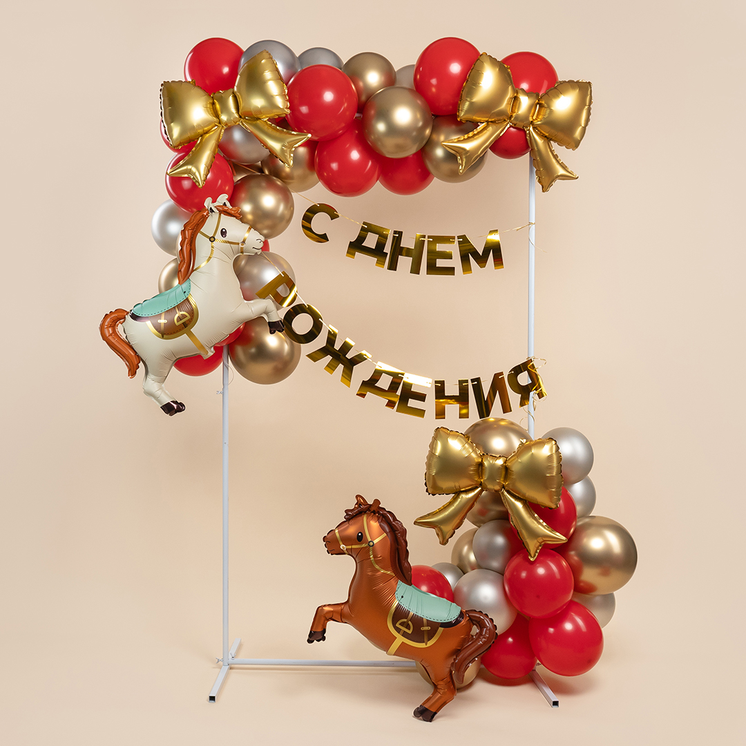 Шар с клапаном (21''/53 см) Фигура, Бант (надув воздухом), Золото, Сатин, 5 шт. в уп.