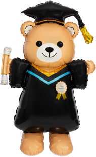 Шар 3D (61''/155 см) Мишка Выпускник, 1 шт. в уп.
