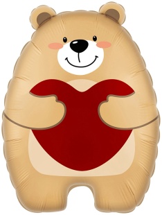 Шар (21''/53 см) Фигура, Мишка с сердцем, 1 шт.