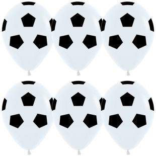 Шар (12''/30 см) Футбольный мяч, Белый, пастель, 5 ст, 25 шт.