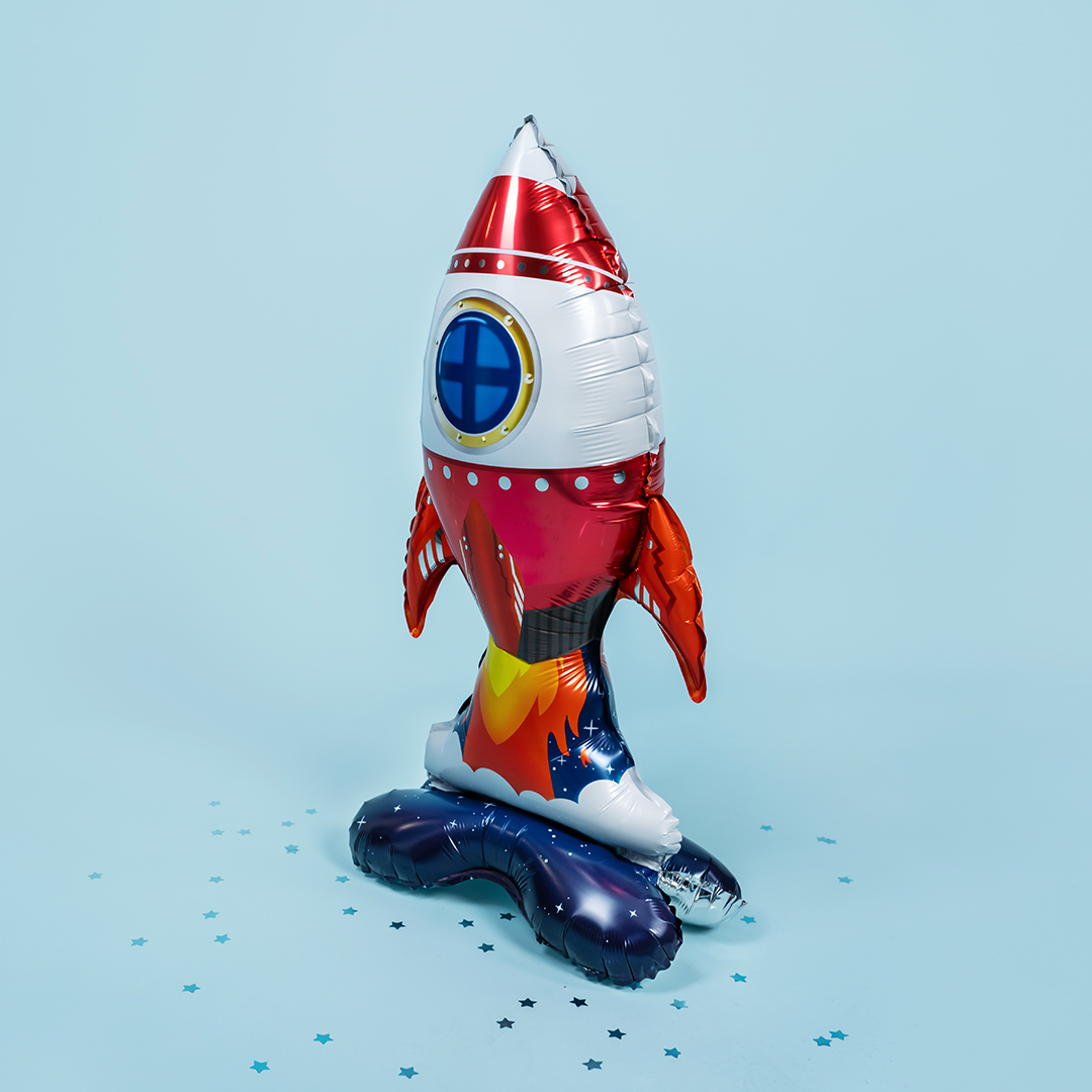 Шар 3D (35''/89 см) Фигура на подставке, Ракета, 1 шт. в уп.